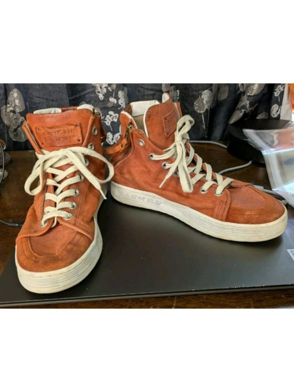 A.S. 98 Rust Orange Adler Leather High Top Lace Up Lifestyle Sneakers Sz 8.5-9